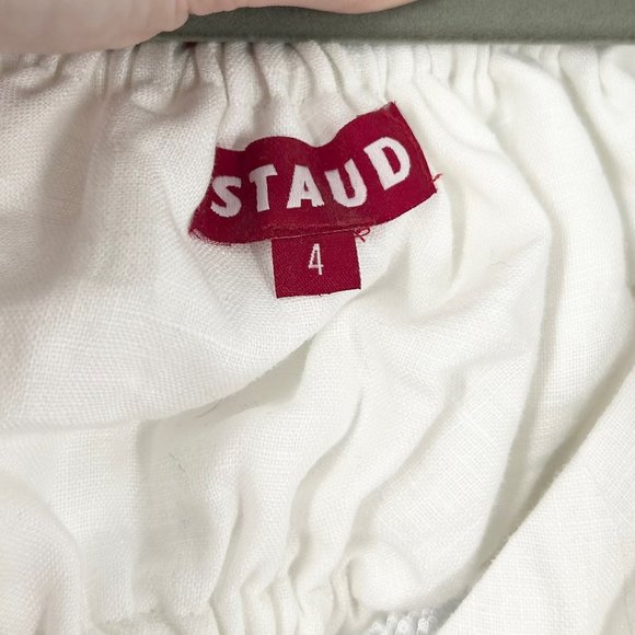 NWT Staud Coliseum White 100% Linen Cottagecore Maxi Dress - Picture 7 of 10